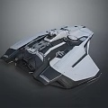 Futuristic White And Black Sleek Spaceship With Mechanical Details And Armored Design
