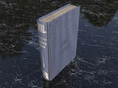 Vintage Dark Blue Hardcover Old Book Resting on Black Marble Tabletop 3d model