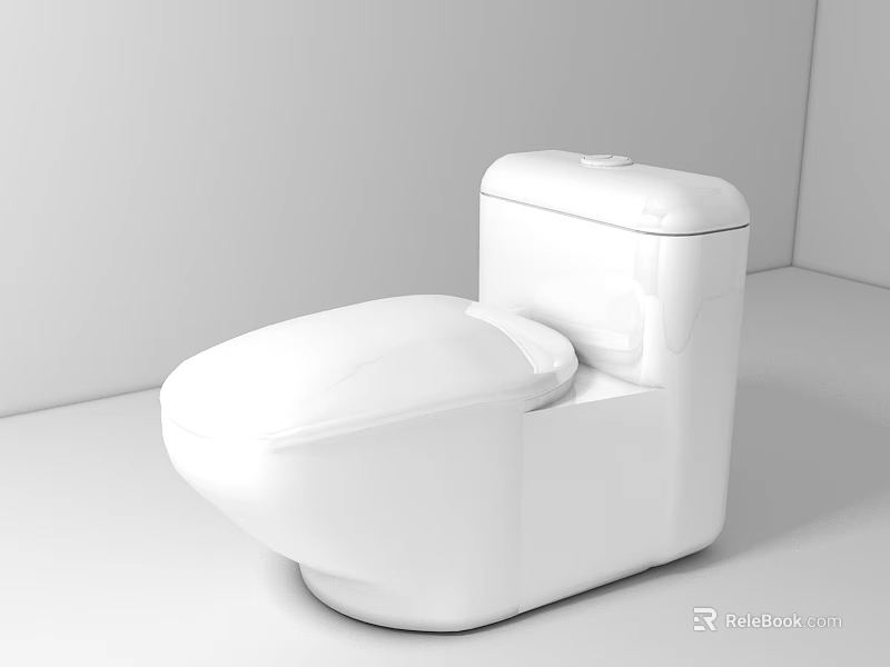 White Modern Toilet With Sleek Design In Minimalist Bathroom Environment 3d model 