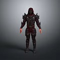 Hooded Dark Armored Warrior Outfit With Spiked Shoulders And Leather Details