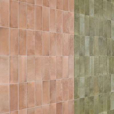 Reddish Brown and Greenish Gray Floor Tiles with Ribbed Texture and Smooth Finish 3d model