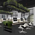 Modern Public Office Space With Open Layout Workstations Ergonomic Chairs Large Windows And City View