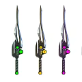 Fantasy Style Tridents With Different Colored Gems And Striped Handles