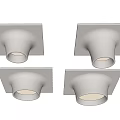 Four Modern Square White Recessed Downlights For Ceiling Lighting Design 3d model