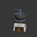 Vintage Coffee Grinder With Wooden Handle Metal Grinding Bowl And Base Featuring COFFEE Lettering