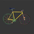 Yellow Modern Bicycle With Black Wheels Seat And Sleek Design On Reflective Floor