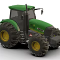 Green John Deere Tractor With Large Tires And Yellow Rims Cab Design Features