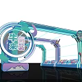 Colorful Cartoon Themed Event Entrance Gate With Turquoise Purple Arched Structure And Cloud Decorations