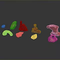 Natural Wood And Stone Decorative Pieces With Various Shapes Yellow Red Tones