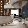 Light luxury reception area reception hall 3d model