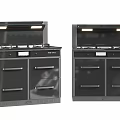 Modern Black Kitchen Appliances Integrated Cooker with Range Hood LED Lights and Multiple Drawers