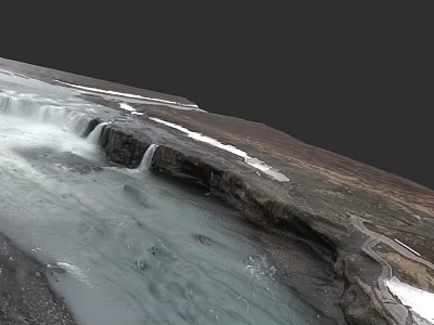 Natural Microtopography With Flowing Water Rocky Terrain And Snow Patches 3d model
