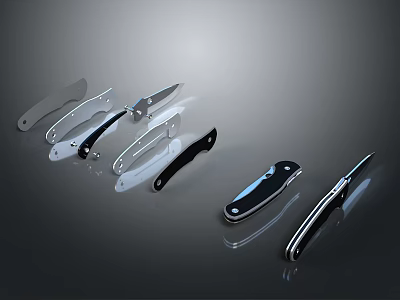 Assorted Kitchen And Utility Knives With Stainless Steel Blades And Ergonomic Handles 3d model