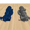 Industrial Equipment Mechanical Pumps in Blue and Gray with Rotary Components and Stable Base