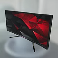 Modern LED TV Displaying Red Geometric Pattern On Screen With Sleek Black Frame 3d model