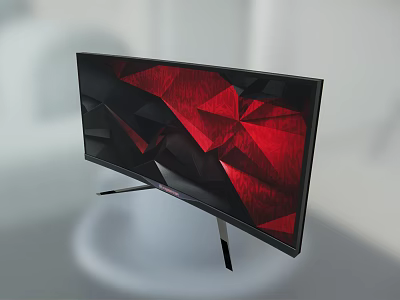 Modern LED TV Displaying Red Geometric Pattern On Screen With Sleek Black Frame 3d model