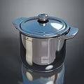 Stainless Steel Kitchen Pot With Lid And Double Handles For Household Cooking