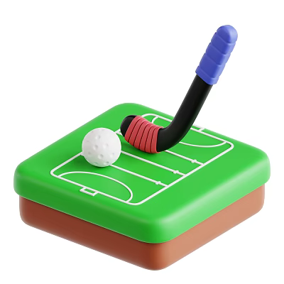 Mini Tabletop Sports Equipment With Green Soccer Field Lines White Ball And Blue Handle Stick 3d model