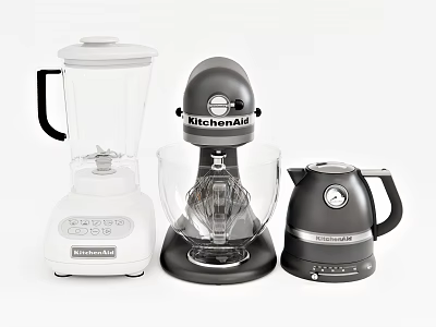 Breville Blender KitchenAid Stand Mixer And Electric Kettle Modern Kitchen Appliances 3d model
