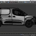 Silver Compact Cargo Van Exterior Featuring Roof Rack And Windows 3d model