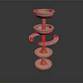 White Three Tiered Decorative Stand With Round Tiers And Curved Arm
