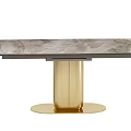 Elegant Modern Dining Table With Marble Surface And Gold Metal Base 3d model