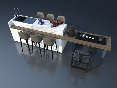 Sofa Tea Table Tea Set Ornaments 3d model