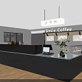 Smile Coffee Modern Cafe Interior With Order Counter Display Case And Warm Lighting