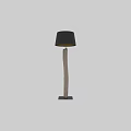 Natural Wooden Floor Lamp with Black Lampshade and Golden Interior