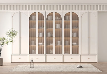 French Bookcase Cream Bookcase 3d model