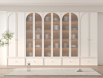 French Bookcase Cream Bookcase 3d model