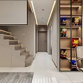 Modern Apartment Living Room With Beige Sofa Area Rug Decorative Artworks And Floor Lamp