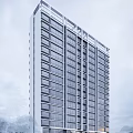 Modern High Rise Building Exterior With Glass Curtain Walls And Balconies