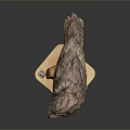 Realistic Bird Head Sculpture Mounted on Wooden Base With Stone or Crystal Decorations