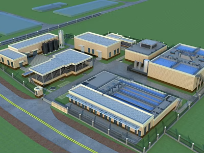 Industrial Plant Layout With Multiple Building Structures Flat Roofs And Access Roads 3d model
