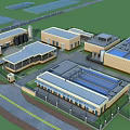 Industrial Plant Layout With Multiple Building Structures Flat Roofs And Access Roads 3d model