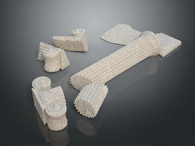 Classical Stone Roman Column Components With Intricate Carved Architectural Details 3d model
