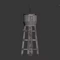 Vintage Water Tower Structure With Metal Frame And Cylindrical Top Spire Design