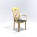 Wooden Single Chair With Black Seat And Armrests Modern Simple Design Home Furniture