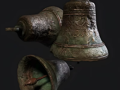 Ceramic Vessels With Intricate Carved Patterns And Textured Surfaces On Dark Background 3d model