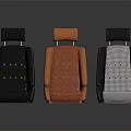 Three Modern Upholstered Seats Black Brown And Gray Checkered Fabric Leather Design With Headrest