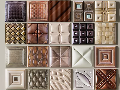 Multiple Upholstered Panel Styles With Diverse Textures And Decorative Patterns For Interior Decor 3d model