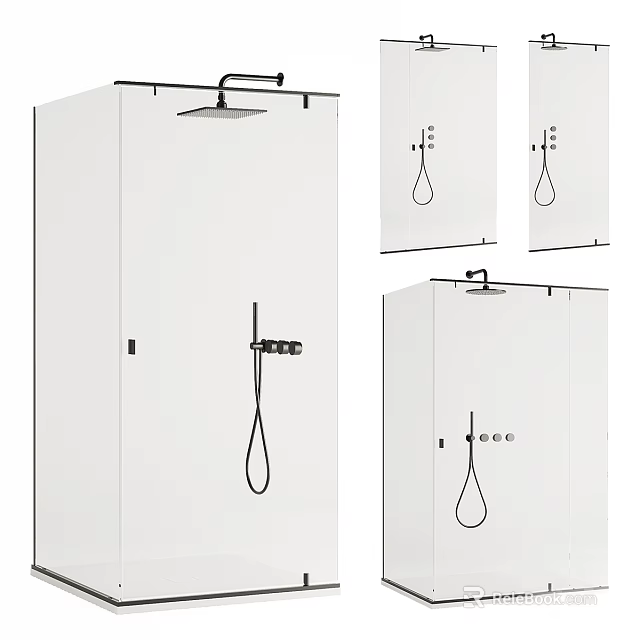 Modern Shower Sauna Enclosure Design With Shower Head And Control Panel 3d model 