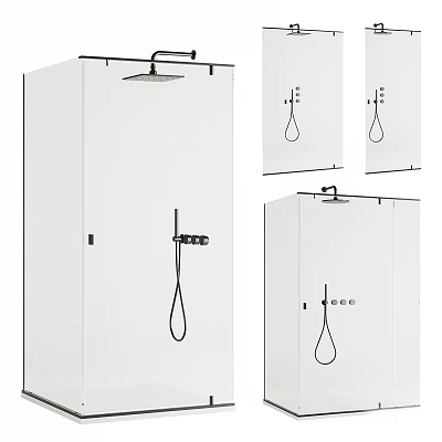 Modern Shower Sauna Enclosure Design With Shower Head And Control Panel 3d model