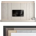 Modern TV Wall Design With Sleek Panels And Long Storage Shelf 3d model