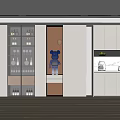Elegant Modern Wine Cabinet With Glass Door Display Shelves Holding Wine Glasses And Bottles