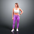 Stylish Fitness Activewear Set Including White Top Purple Leggings Sneakers Smartwatch And Band
