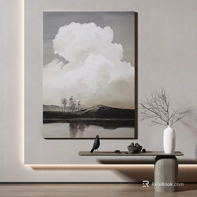 Indoor Wall Art And Decorative Items Arrangement 3d model