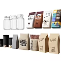 Food Packages and Storage Containers With Glass Jars Bread Bags Cocoa Products and Tins