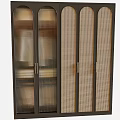 Modern Wardrobe Design With Dark Frame Glass And Woven Texture Doors